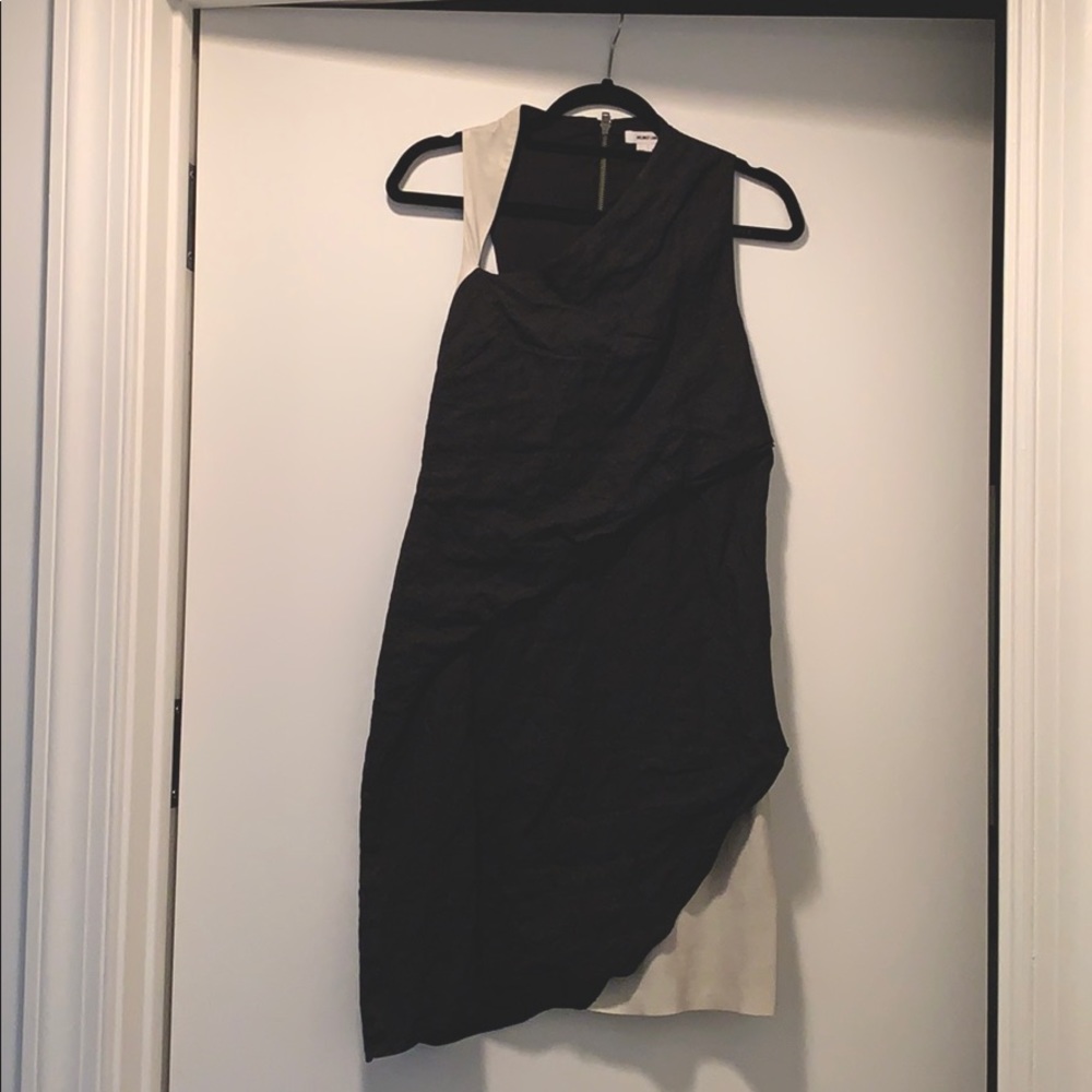 Helmut Lang leather detail dress